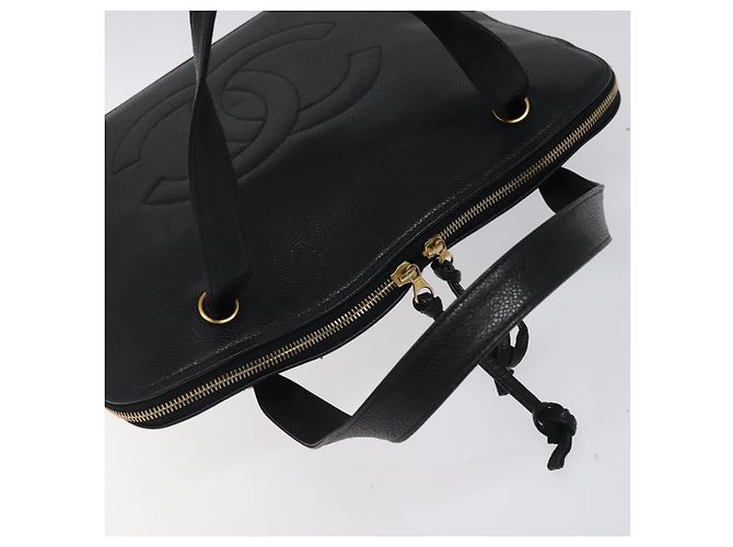 CHANEL COCO Borsa a Mano Mark Pelle Caviar Nera Oro CC Auth yk17997 Nero D'oro - vista 6