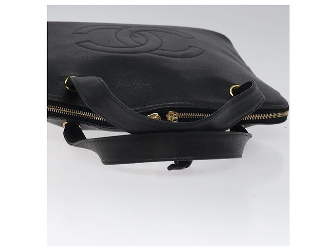 CHANEL COCO Borsa a Mano Mark Pelle Caviar Nera Oro CC Auth yk17997 Nero D'oro - vista 7