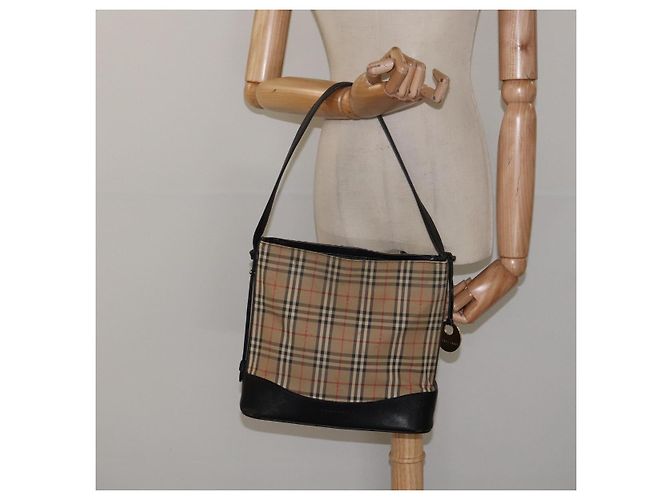 Borsa a spalla Nova Check Burberry in tela beige Auth 120468 - vista 22
