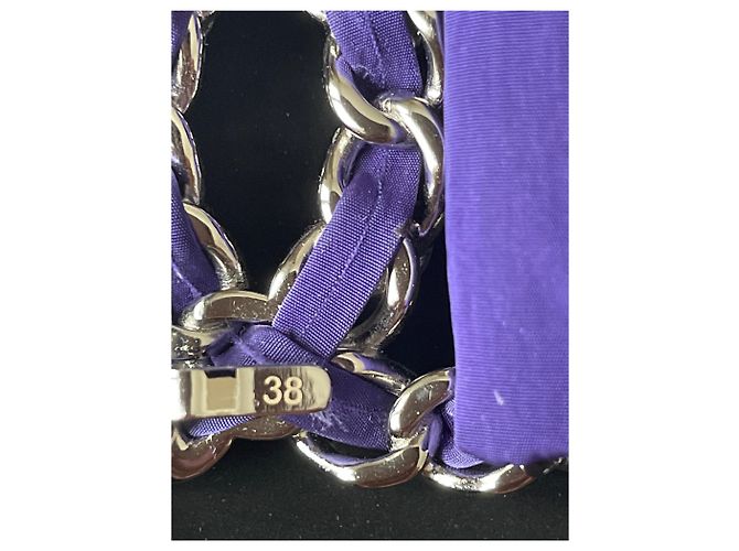 Chanel Gürtel aus elastischem Nylon lila mit Perlen - Ansicht 7
