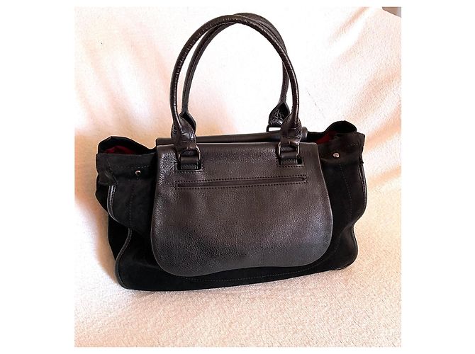 Borsa tote Longchamp in pelle e camoscio nero - vista 3