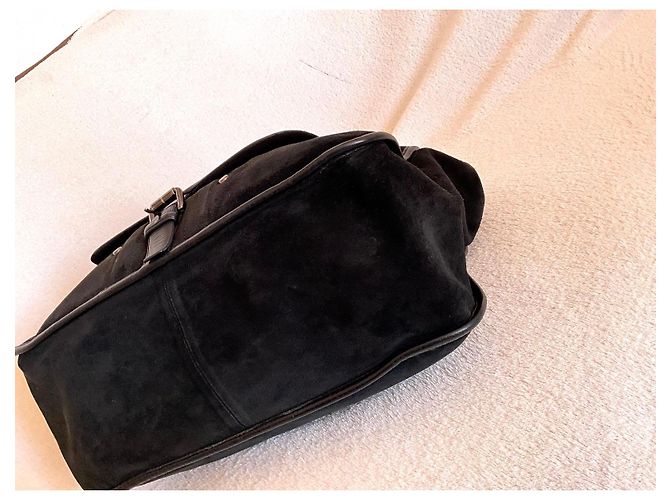 Borsa tote Longchamp in pelle e camoscio nero - vista 5