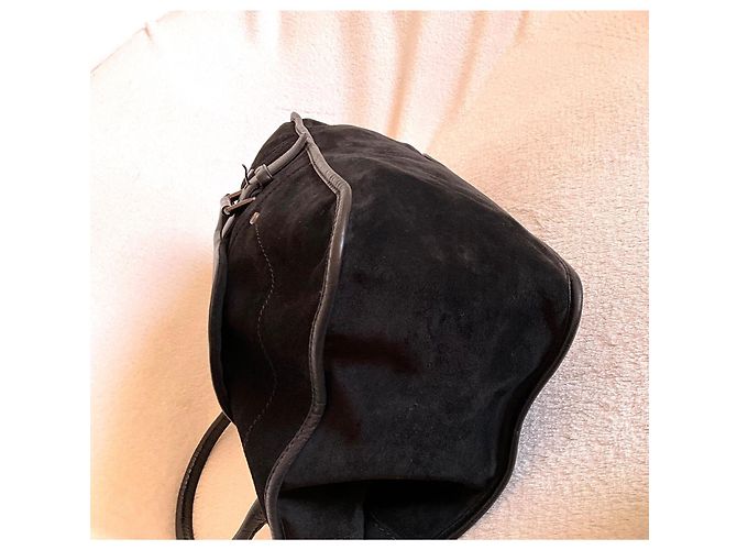 Borsa tote Longchamp in pelle e camoscio nero - vista 6