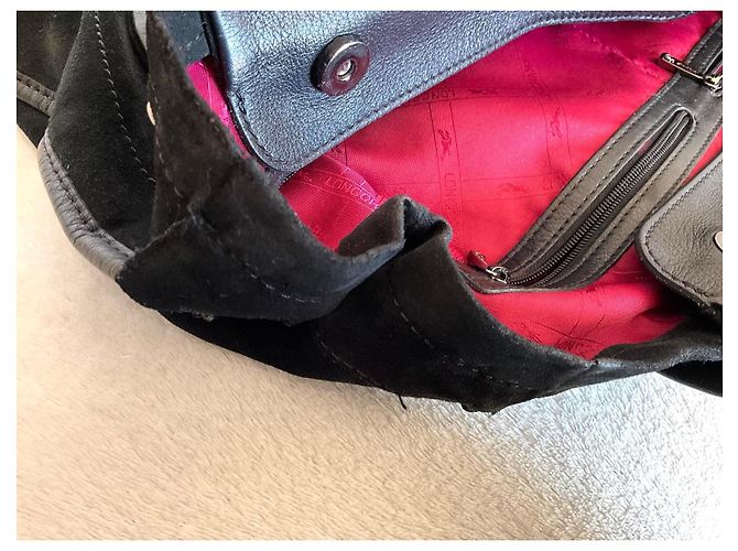 Borsa tote Longchamp in pelle e camoscio nero - vista 7