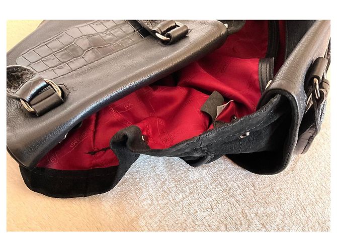Borsa tote Longchamp in pelle e camoscio nero - vista 8
