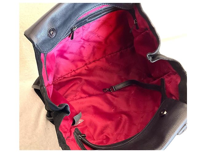 Borsa tote Longchamp in pelle e camoscio nero - vista 9