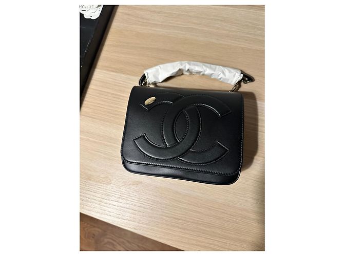 Borsa Chanel CC Mania in pelle d'agnello nera Nero - vista 12