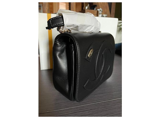 Borsa Chanel CC Mania in pelle d'agnello nera Nero - vista 5