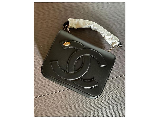 Borsa Chanel CC Mania in pelle d'agnello nera Nero - vista 7