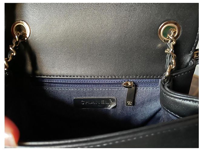 Borsa Chanel CC Mania in pelle d'agnello nera Nero - vista 8