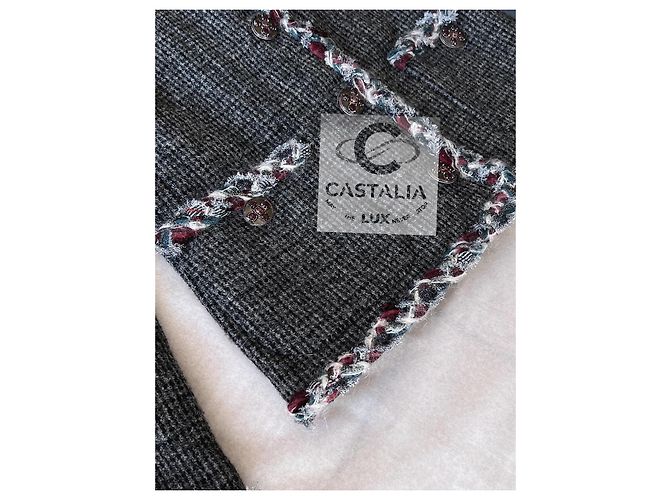 Chaqueta de tweed gris con botones Gripoix CC de Chanel París Edimburgo - vista 10