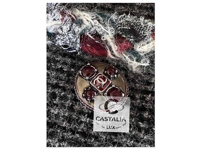 Chaqueta de tweed gris con botones Gripoix CC de Chanel París Edimburgo - vista 12