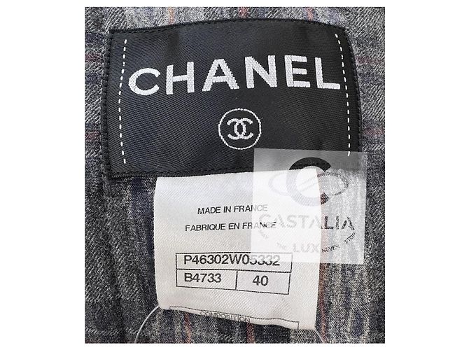 Chaqueta de tweed gris con botones Gripoix CC de Chanel París Edimburgo - vista 14