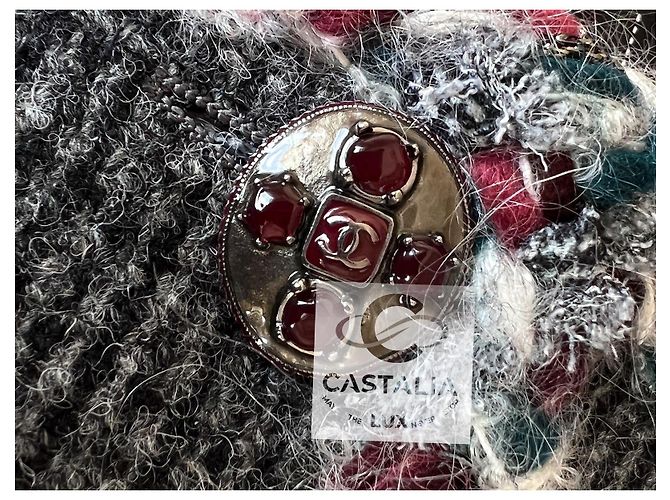 Chaqueta de tweed gris con botones Gripoix CC de Chanel París Edimburgo - vista 5