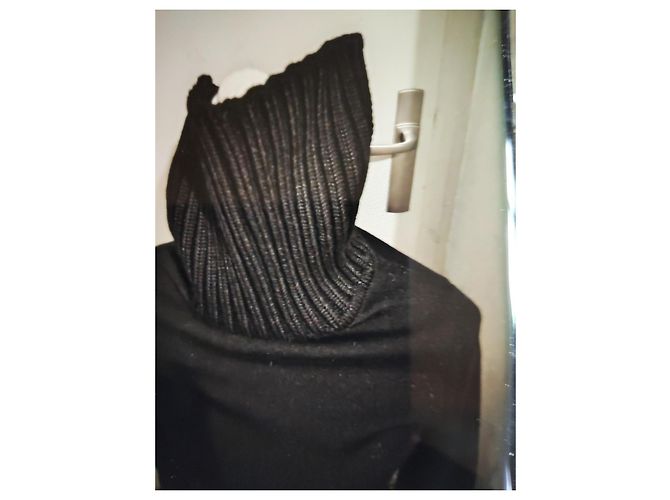 Vestido Saint James de lã preto com gola alta - vista 7