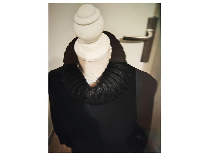 Vestido Saint James de lã preto com gola alta - vista 8