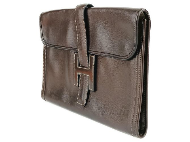 Hermès Borsa Clutch Hermes Jige PM Marrone scuro - vista 2
