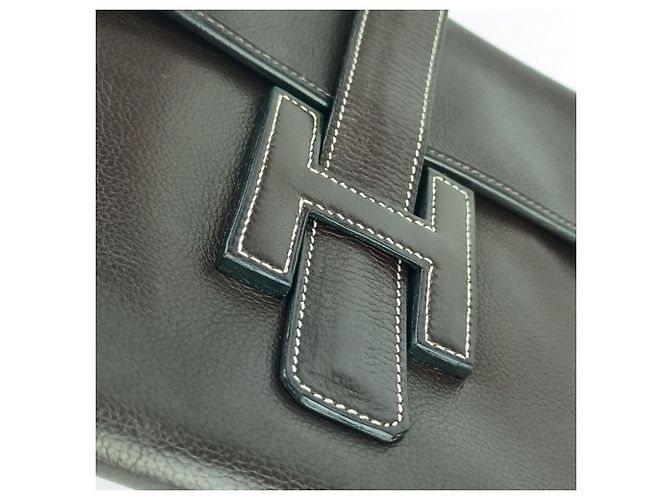 Hermès Borsa Clutch Hermes Jige PM Marrone scuro - vista 6