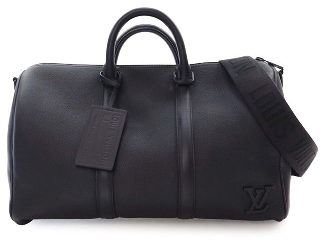 Louis Vuitton Black Aerogram Keepall Bandoulière 40 Noir - vue 2