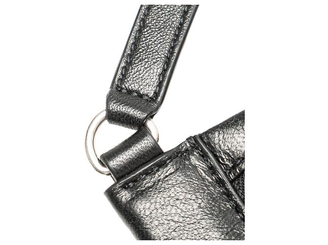 Saint Laurent Schwarze antike Lammleder Sid Flach Umhängetasche - Ansicht 11