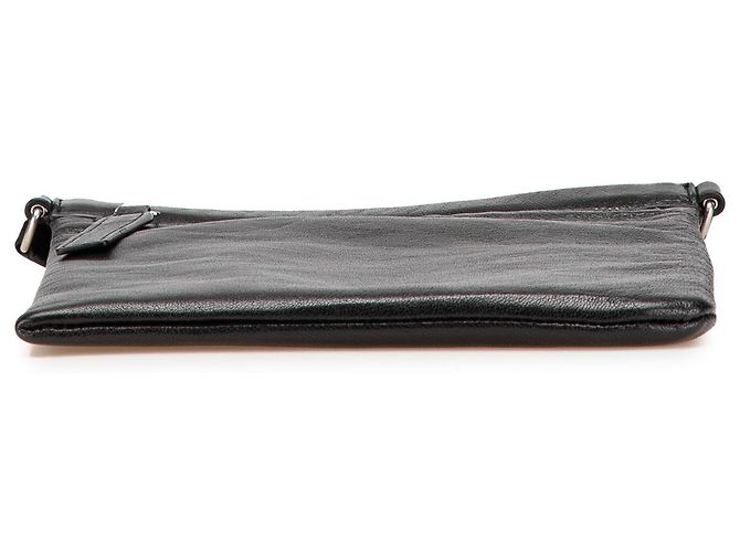 Saint Laurent Schwarze antike Lammleder Sid Flach Umhängetasche - Ansicht 3
