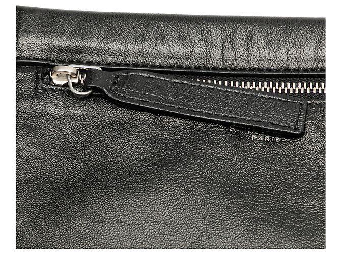 Saint Laurent Schwarze antike Lammleder Sid Flach Umhängetasche - Ansicht 8