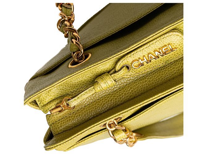Borsa a spalla Chanel Green Triple CC Caviar Verde Verde chiaro - vista 8