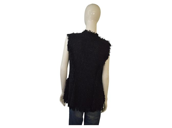 Chaleco sin mangas de punto de mezcla de algodón negro con flecos Lanvin talla 42 - vista 2