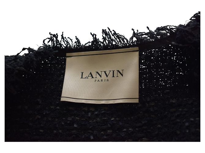 Chaleco sin mangas de punto de mezcla de algodón negro con flecos Lanvin talla 42 - vista 3
