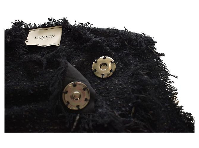 Chaleco sin mangas de punto de mezcla de algodón negro con flecos Lanvin talla 42 - vista 7