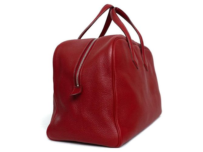 Hermès Borsa Boston Rossa Clemence Hermes Victoria 43 Rosso - vista 2
