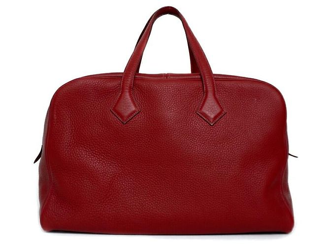Hermès Borsa Boston Rossa Clemence Hermes Victoria 43 Rosso - vista 3