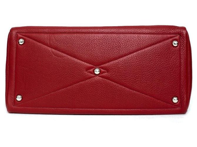 Hermès Borsa Boston Rossa Clemence Hermes Victoria 43 Rosso - vista 4