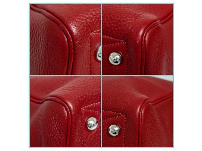 Hermès Borsa Boston Rossa Clemence Hermes Victoria 43 Rosso - vista 5
