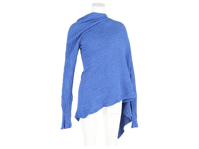 Asymmetrischer Pullover von Marques Almeida aus blauer Baumwolle - Ansicht 4