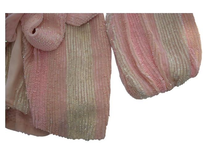 Retrofête Abito Gabrielle di Retrofete completamente paillettato, maniche lunghe, mini wrap, taglia XS - vista 7