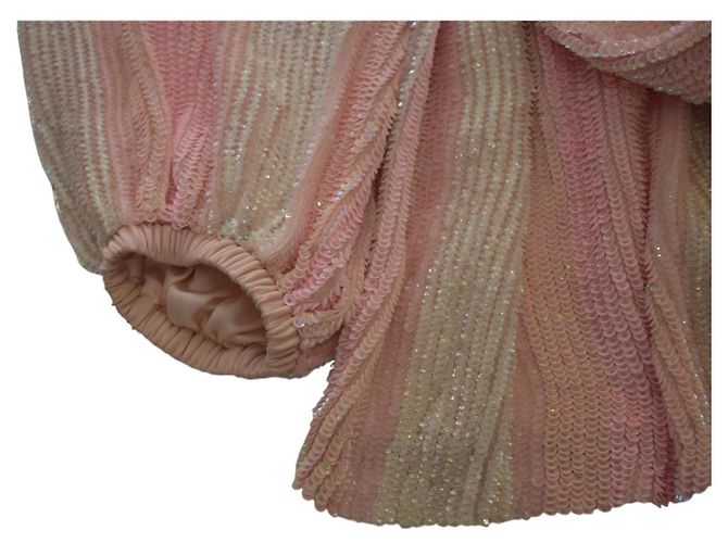 Retrofête Abito Gabrielle di Retrofete completamente paillettato, maniche lunghe, mini wrap, taglia XS - vista 8