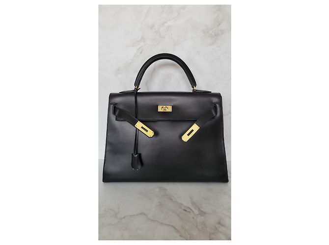 Borsa Hermès Kelly Sellier 32 in pelle box nera Nero - vista 2