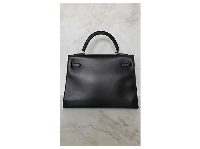 Borsa Hermès Kelly Sellier 32 in pelle box nera Nero - vista 3