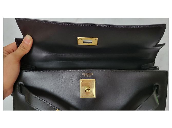 Borsa Hermès Kelly Sellier 32 in pelle box nera Nero - vista 8