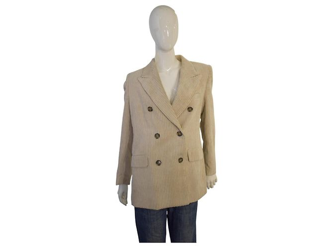 NWT Isabel Marant Étoile Daleyo Blazer de pana de doble botonadura crema 36 Beige - vista 4