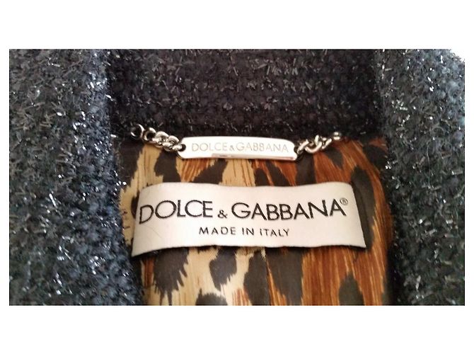 Dolce & Gabbana DOLCE&GABBANA ABRIGO DE UN BOTÓN EN TWEED BOUCLÉ LAMÉ. Negro - vista 2