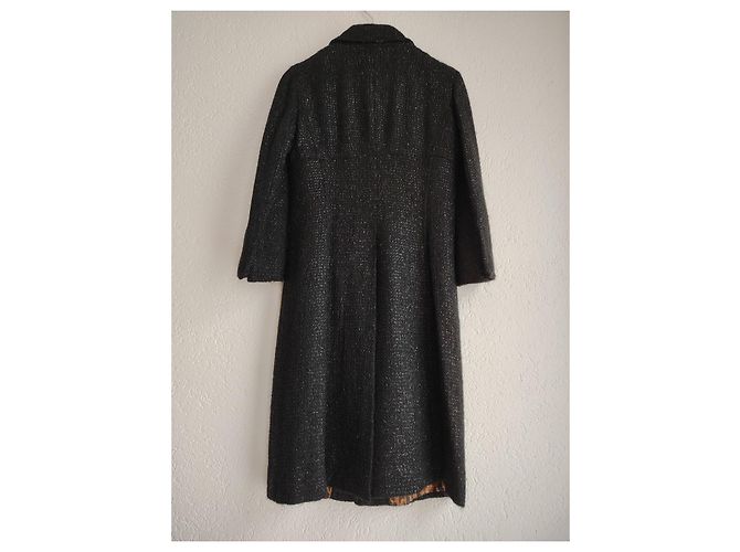 Dolce & Gabbana DOLCE&GABBANA ABRIGO DE UN BOTÓN EN TWEED BOUCLÉ LAMÉ. Negro - vista 4