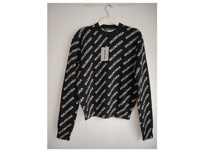 BALENCIAGA RUNDHALSPULLOVER MIT LOGO IN SCHWARZ/WEISS. Weiß - Ansicht 2