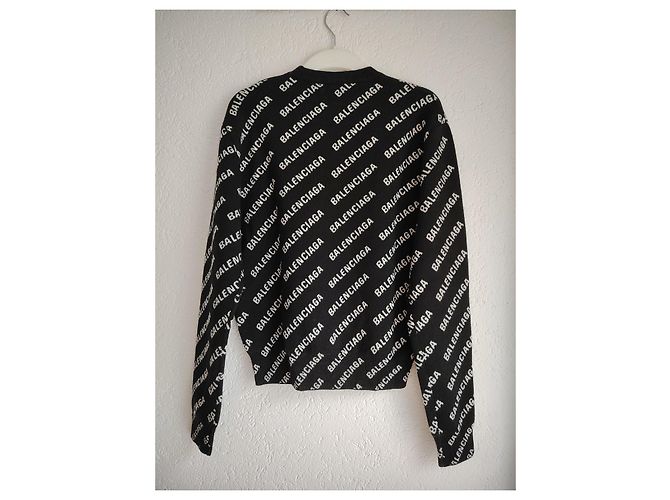 BALENCIAGA RUNDHALSPULLOVER MIT LOGO IN SCHWARZ/WEISS. Weiß - Ansicht 3
