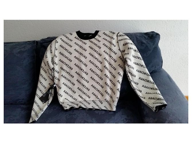 BALENCIAGA RUNDHALSPULLOVER MIT LOGO IN SCHWARZ/WEISS. Weiß - Ansicht 5