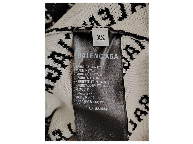 BALENCIAGA RUNDHALSPULLOVER MIT LOGO IN SCHWARZ/WEISS. Weiß - Ansicht 6
