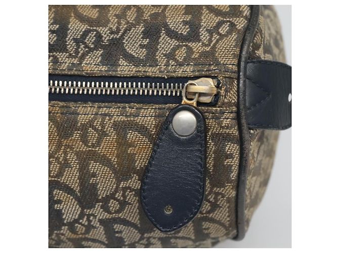 Borsa Boston in tela Trotter Christian Dior blu navy oro Auth bs25120 D'oro - vista 14