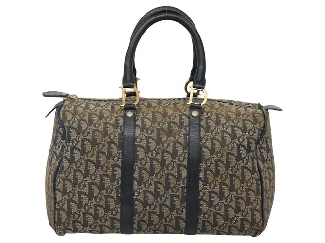 Borsa Boston in tela Trotter Christian Dior blu navy oro Auth bs25120 D'oro - vista 2