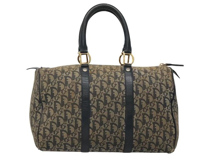 Borsa Boston in tela Trotter Christian Dior blu navy oro Auth bs25120 D'oro - vista 3